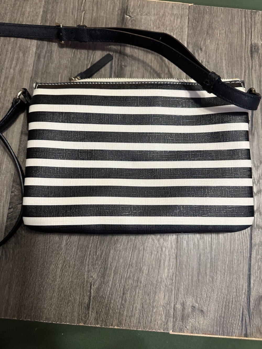 kate spade Black & White Striped Crossbody Pouch - Picture 2 of 4